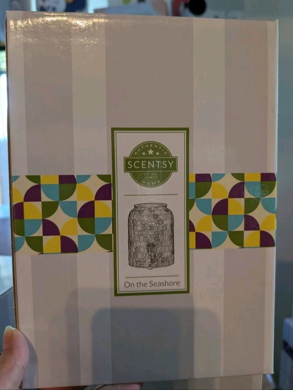 On the Seashore Wax Warmer, Green Mosaic Glass • Retired BNIB